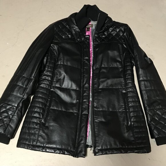 Black Leather Danier Coat - Picture 1 of 7